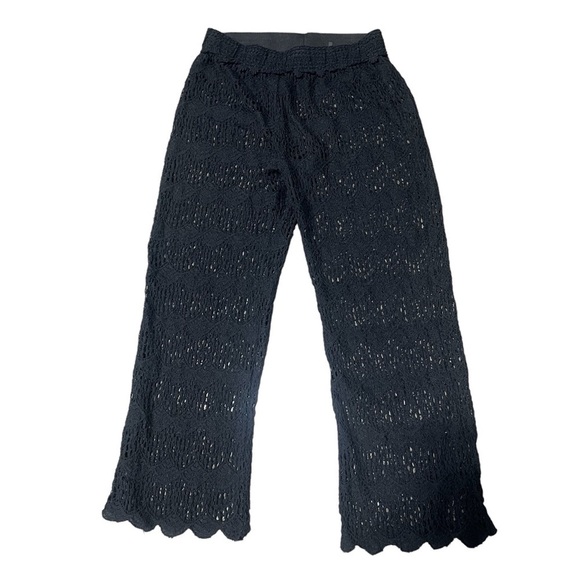 Soft Surroundings Pants - Soft Surroundings Crochet Lace Open Knit Black Pants Sz: S Petite Boho Coastal